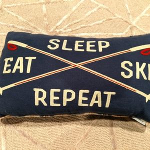 Navy Ski cabin Throw pillow